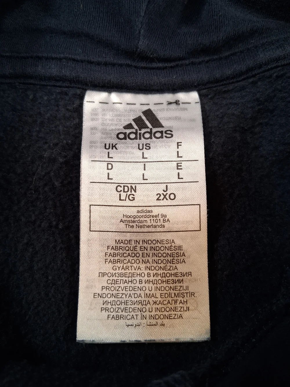sku76 Authentic Adidas Navy Blue Pullover Fleece Hoodie with Small Chest Logo